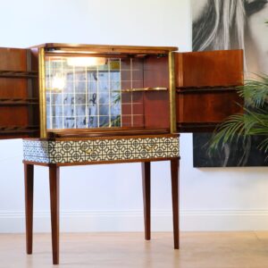 Patterned black and white drinks cabinet – Swedish Modern, 1940s