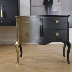 Black and white chest of drawers with gold – Gustavian, Haupt style