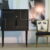byra-389.5 Black drinks cabinet with leather covering – Art Deco, 1940s