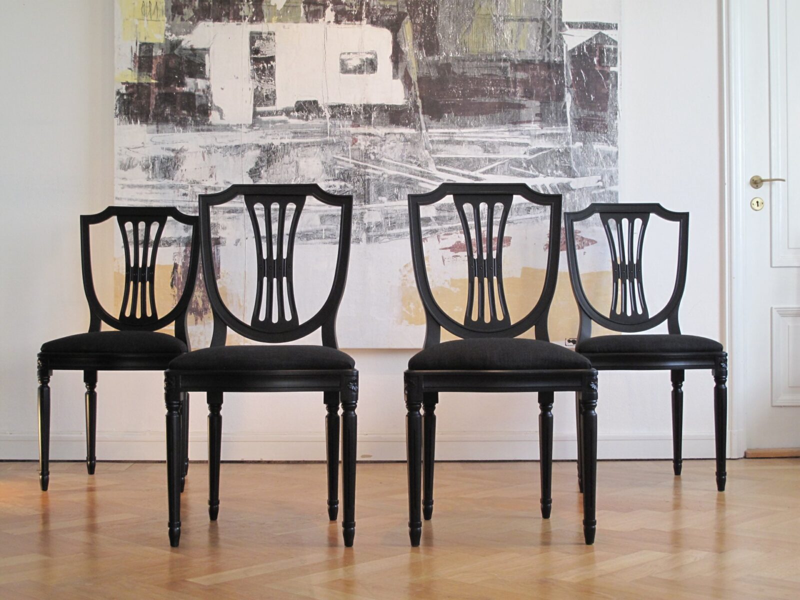 stolar-190.3_f Stühle schwarz, 8er-Set – gustavianisch und Art déco