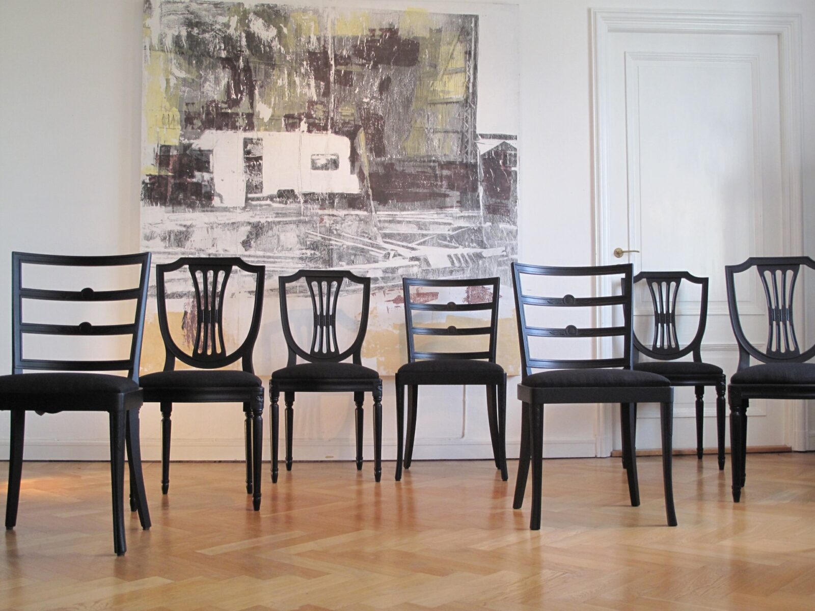 stolar-190_f Stühle schwarz, 8er-Set – gustavianisch und Art déco