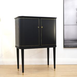 Black drinks cabinet with gold leaf – Swedish Modern, 1940s